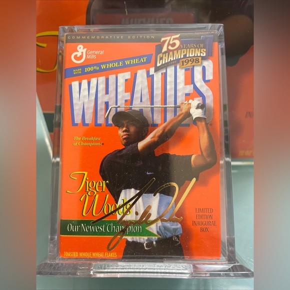 Wheaties TIGER WOODS Cereal Box And Mini Box Limited Edition 24K Gold Signature - Picture 2 of 16